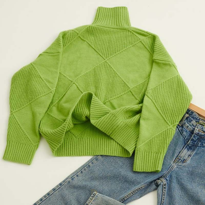 Remmy | Maglione a Collo Alto con Motivo Strutturato