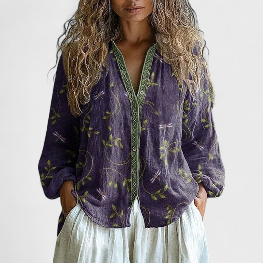 Ambra | Camicetta Con Stampa A Foglie Vintage