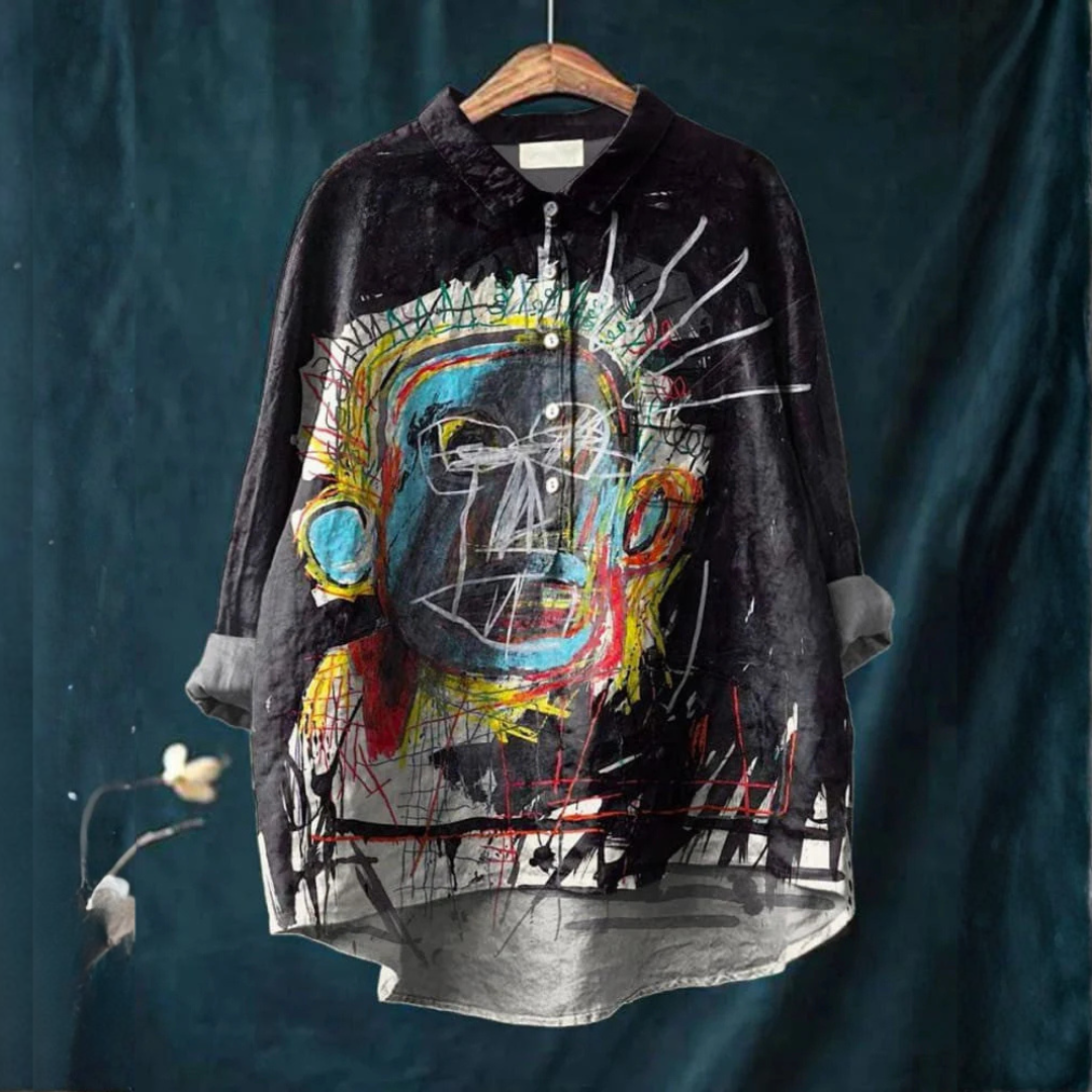 Bianca – Camicia in lino fantasia