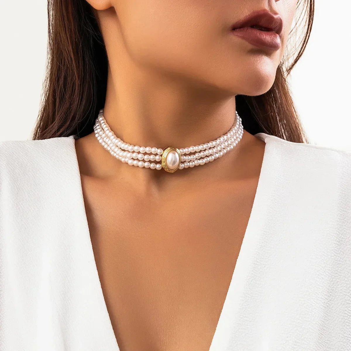 Collana choker a tre fili con turchese