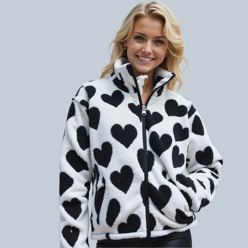 Katharina | Giacca Reversibile Morbida a Cuori