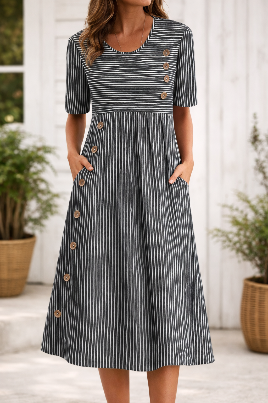 Vittoria™ | Abito midi a righe dallo stile intramontabile