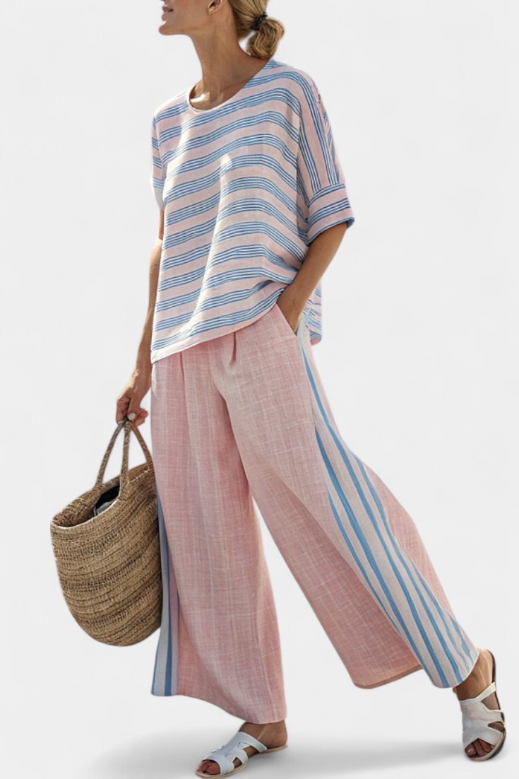 Flaminia - blu elegante e pantaloni morbidi