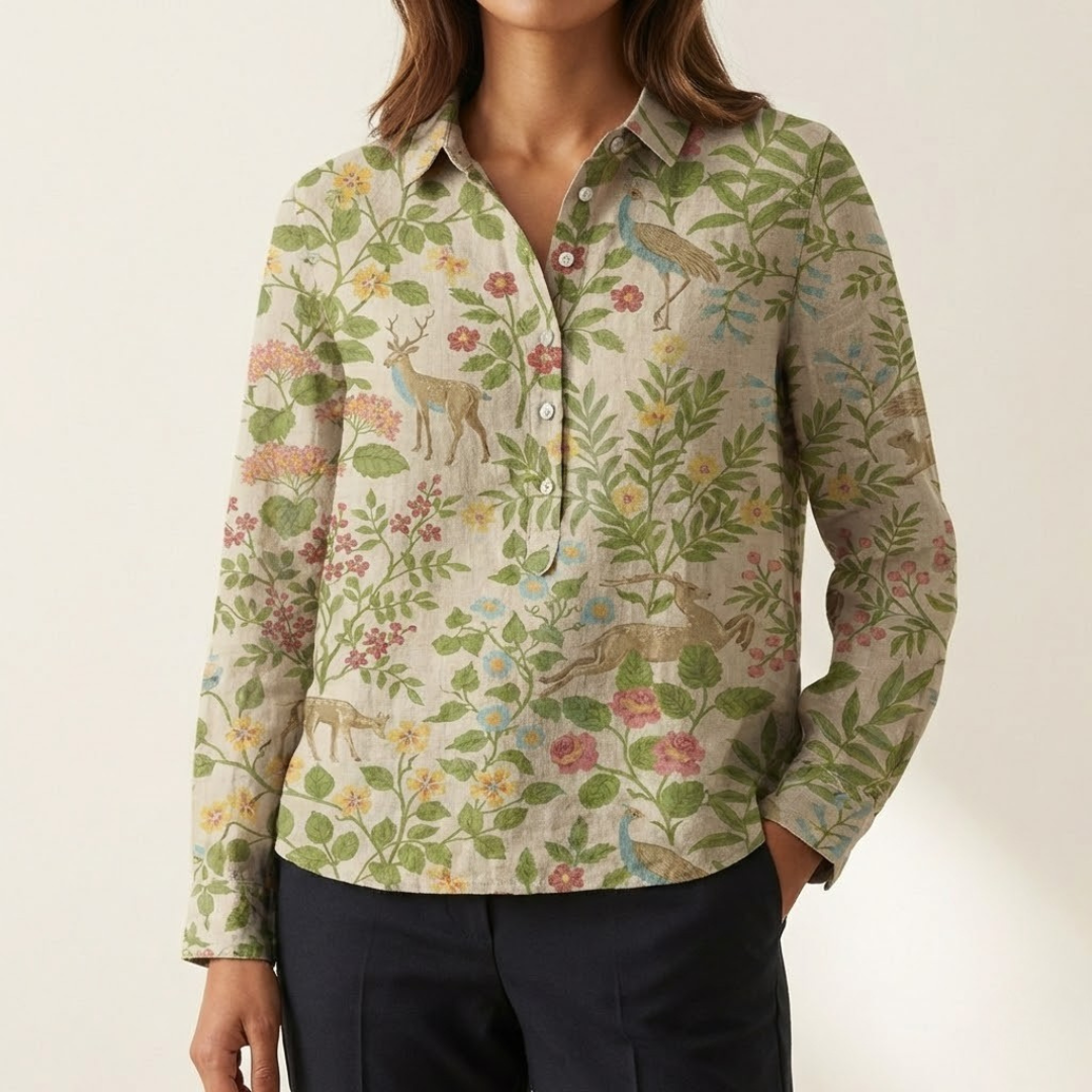 Elena – Camicia in lino fantasia