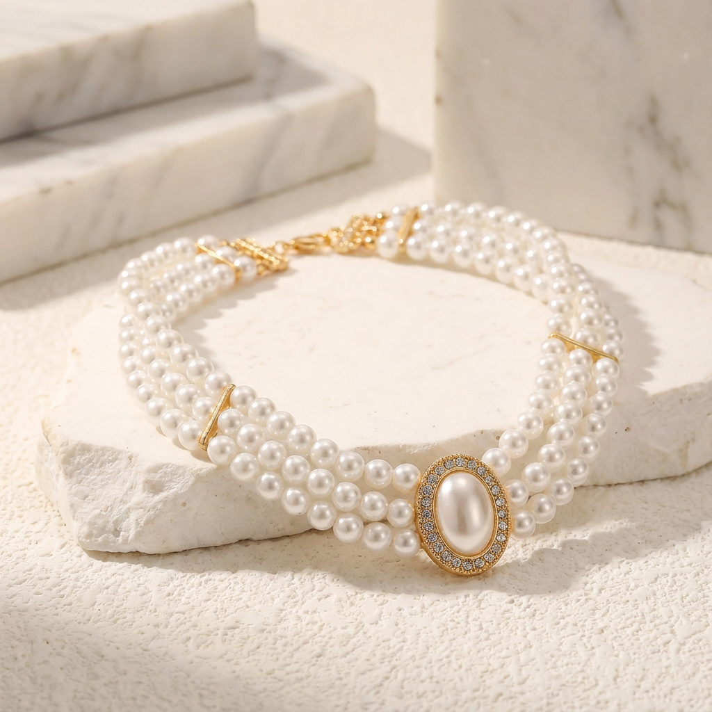 Collana choker a tre fili con turchese