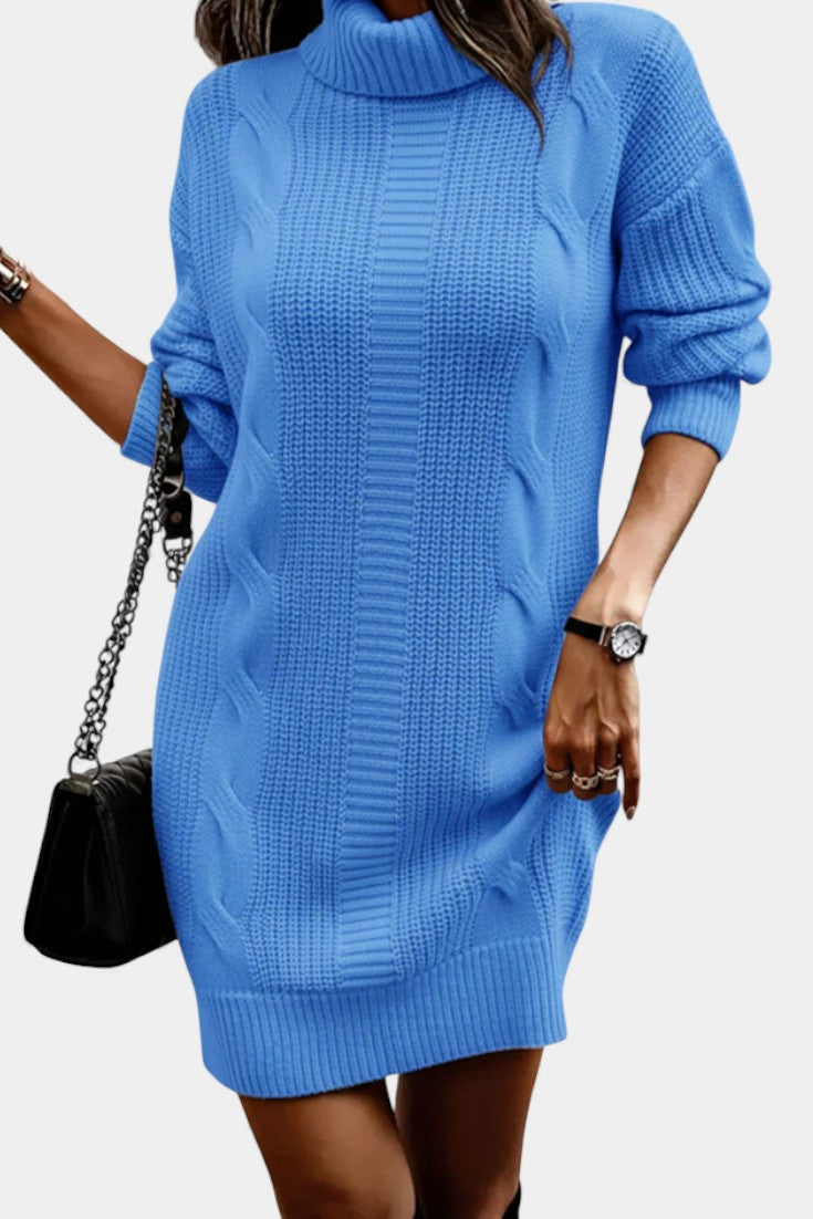 Ruchamit - Abito Maglione a Collo Alto in Maglia Liscia