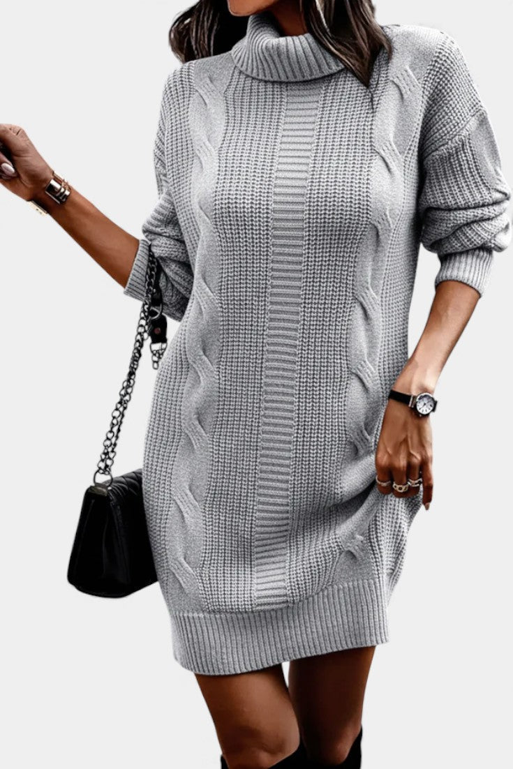 Ruchamit - Abito Maglione a Collo Alto in Maglia Liscia