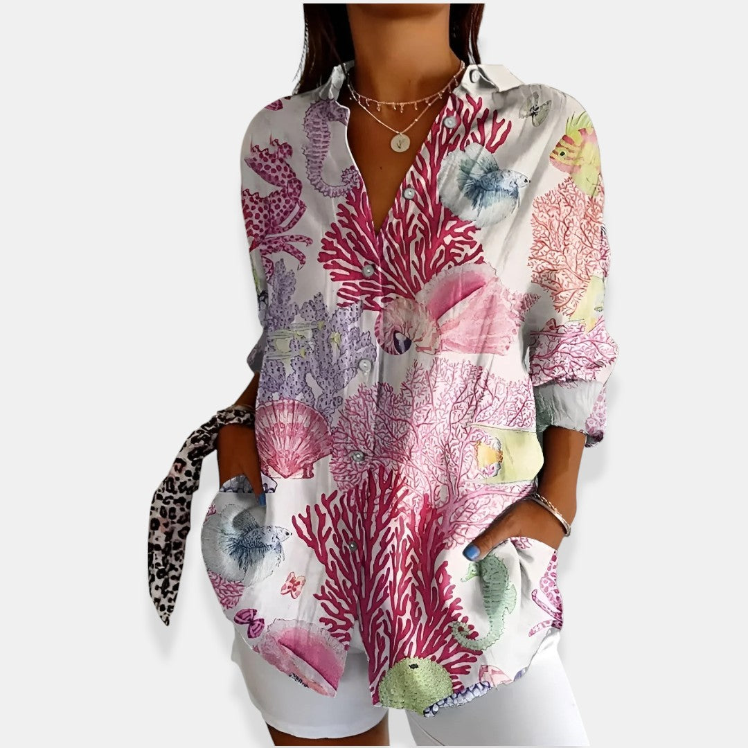 Lyssa | Camicetta floreale con chiusura a bottoni