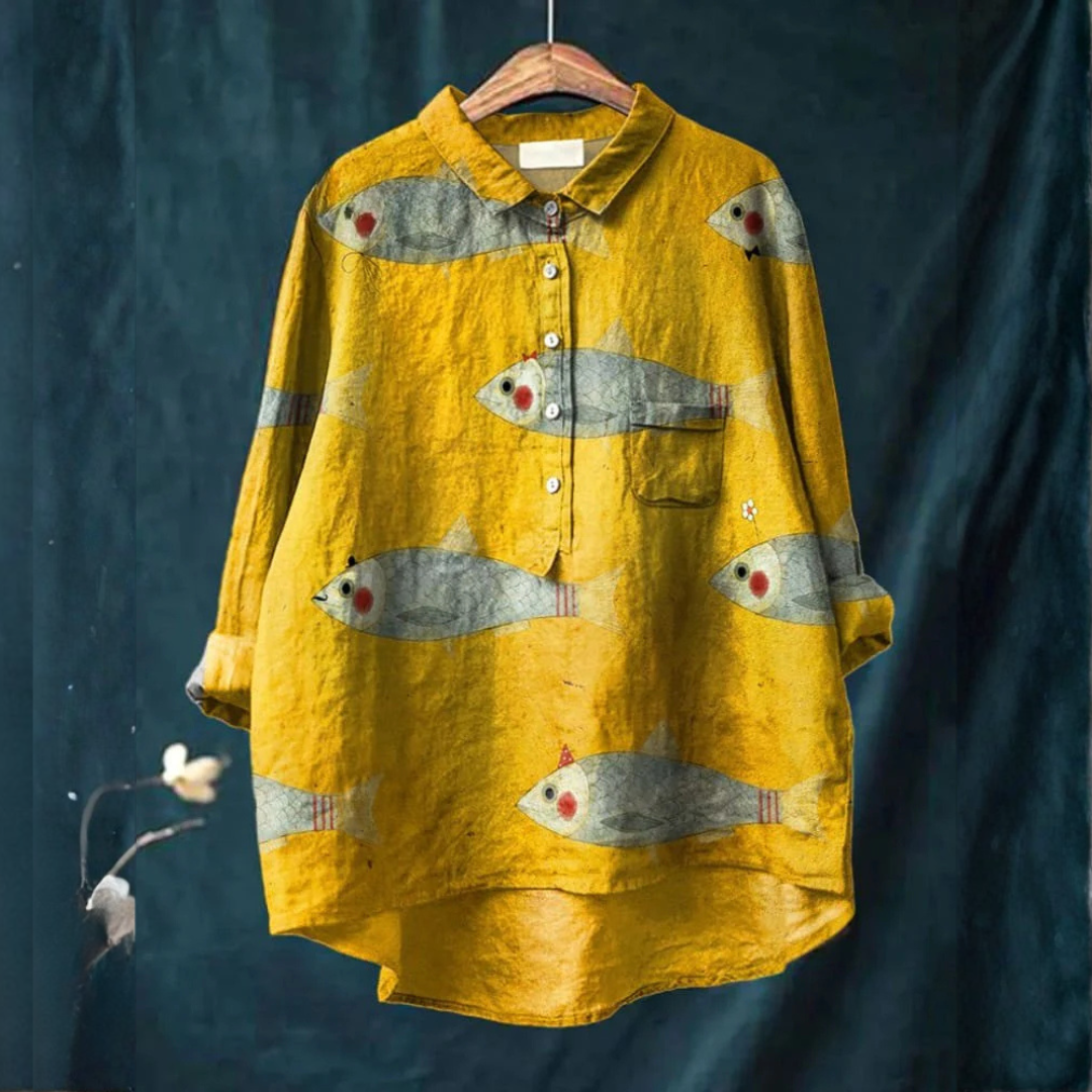 Caterina – Camicia in lino fantasia