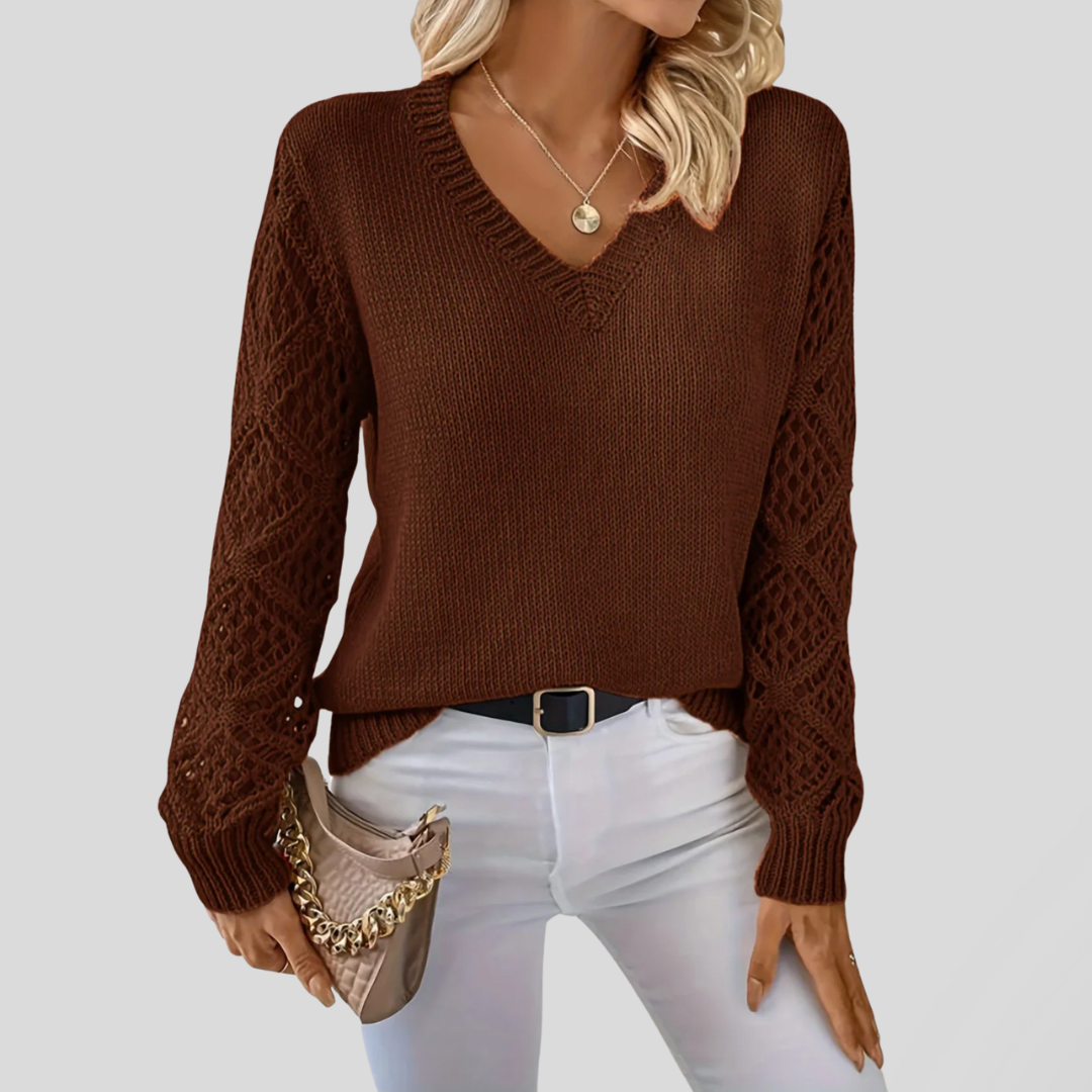Sarah | Maglione Lavorato a Maglia Con Scollo a V