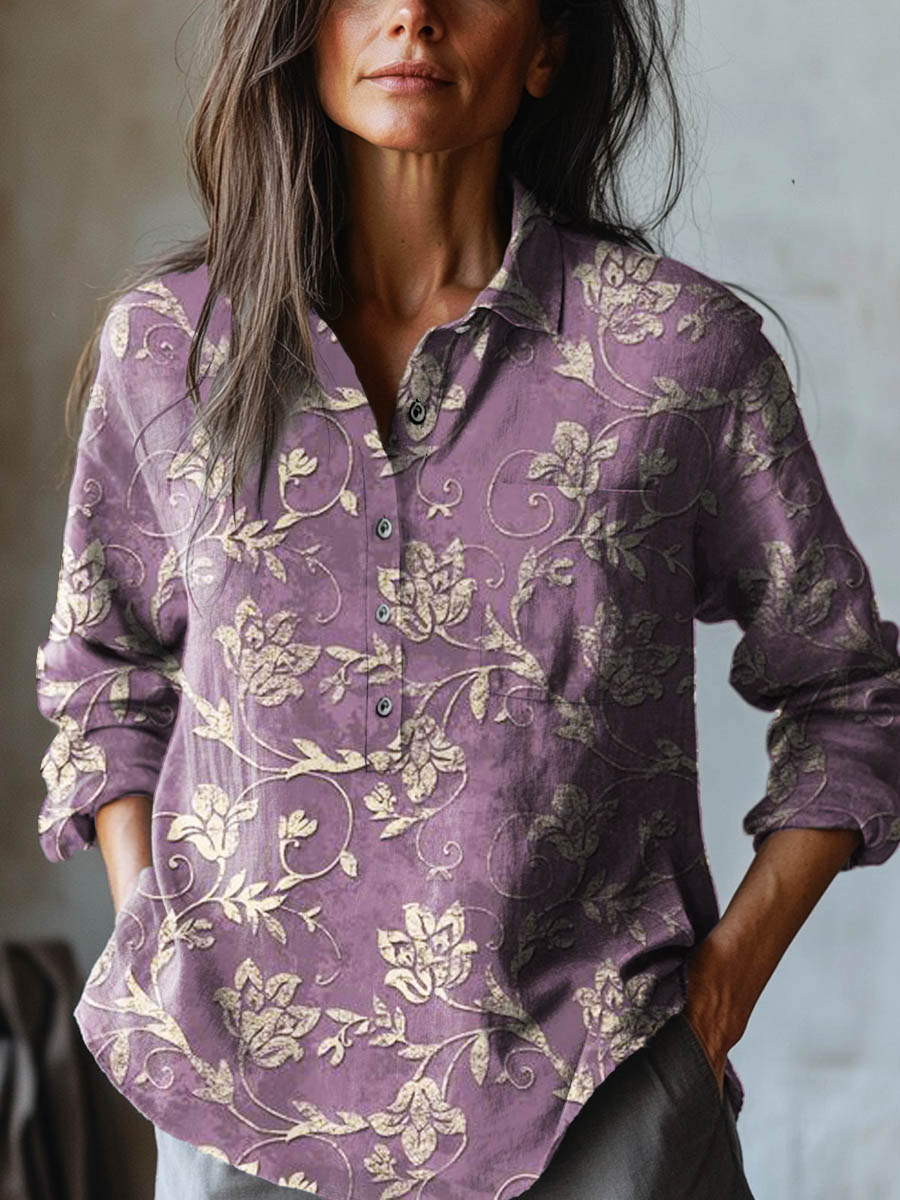 Alba – Camicia in lino fantasia