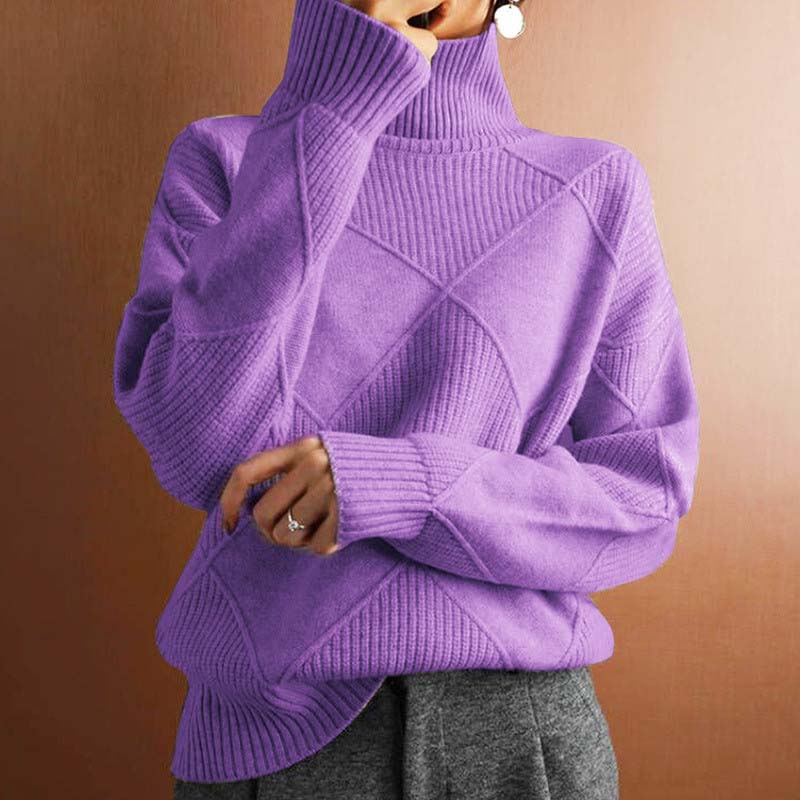 Remmy | Maglione a Collo Alto con Motivo Strutturato