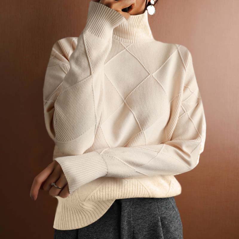 Remmy | Maglione a Collo Alto con Motivo Strutturato