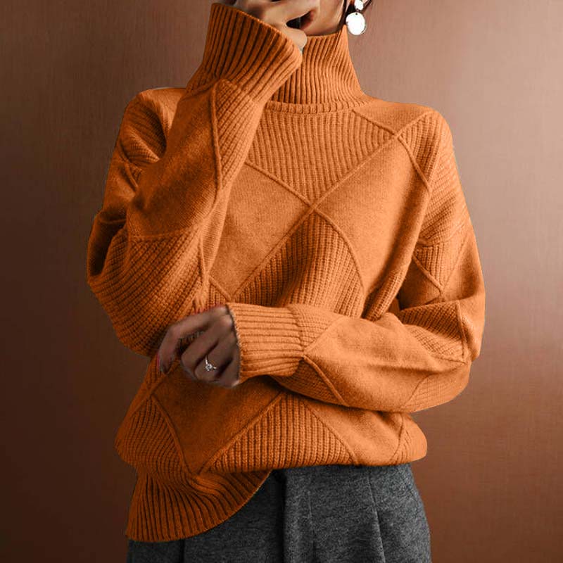 Remmy | Maglione a Collo Alto con Motivo Strutturato