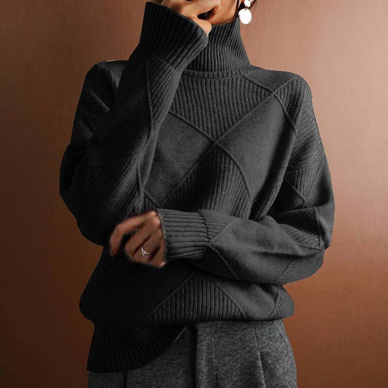 Remmy | Maglione a Collo Alto con Motivo Strutturato