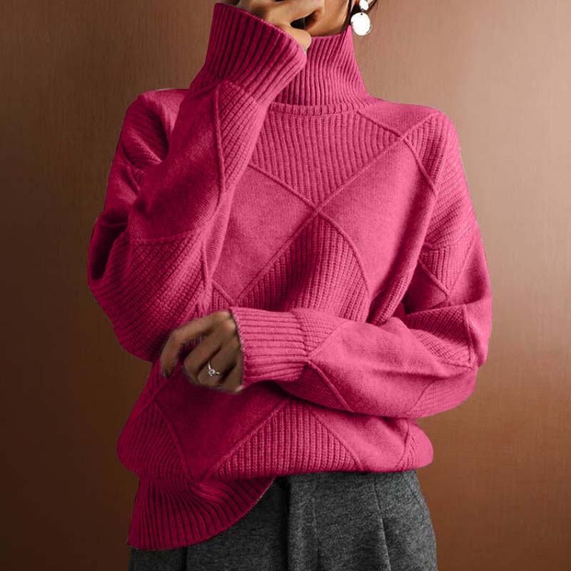 Remmy | Maglione a Collo Alto con Motivo Strutturato