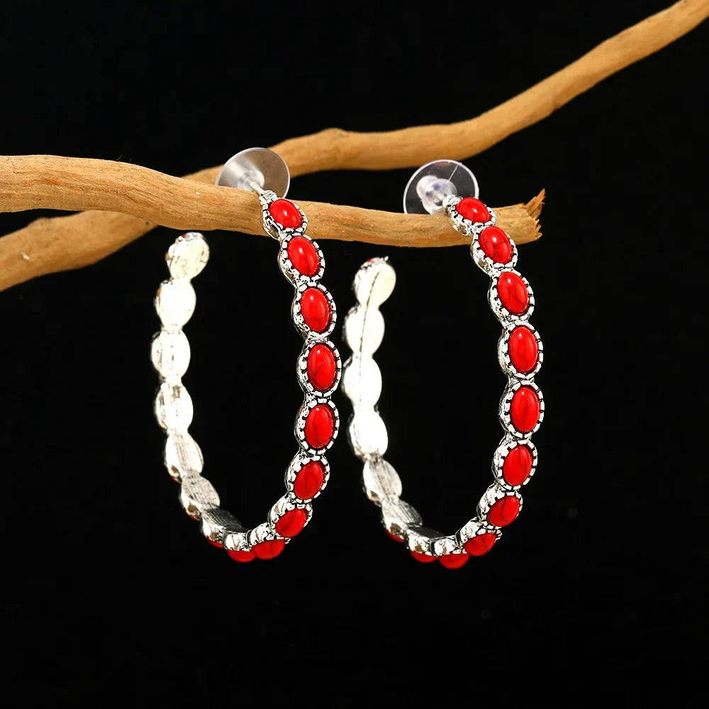 Orecchini a cerchio ovali vintage in argento