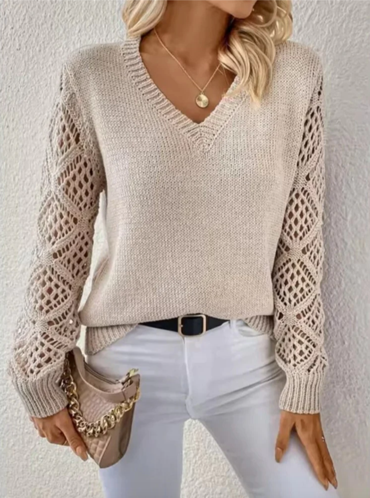 Sarah | Maglione Lavorato a Maglia Con Scollo a V