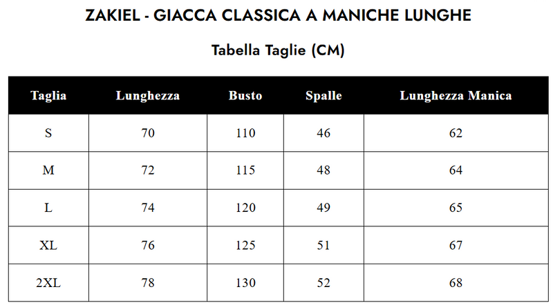 Tabella delle taglie