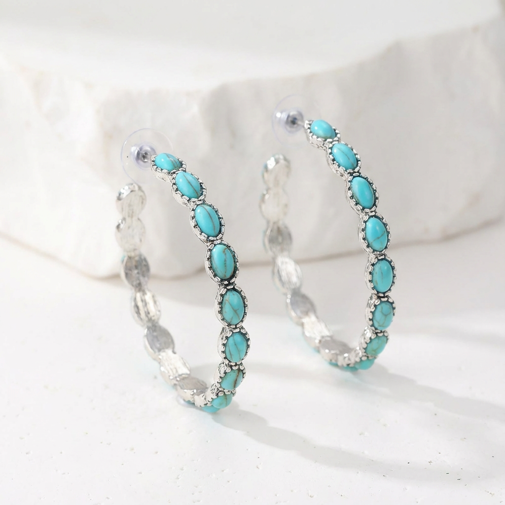 Orecchini a cerchio ovali vintage in argento